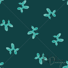 Load image into Gallery viewer, Balloon Pup - Green on Peacock Blue