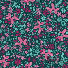 Load image into Gallery viewer, Balloon Pup Floral - Pink Pup - Peacock Blue