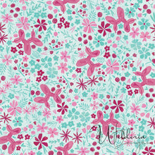 Load image into Gallery viewer, Balloon Pup Floral - Pink Pup - Speckled Denim