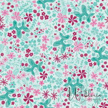 Load image into Gallery viewer, Balloon Pup Floral - Green Pup - Speckled Denim