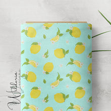 Load image into Gallery viewer, “Lemons & Blossoms" Linen | Light Cyan