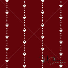 Load image into Gallery viewer, "Muted Christmas" Heart Lines - On Red