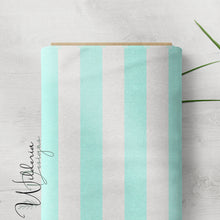Load image into Gallery viewer, “Lemons & Blossoms" - Stripe Linen | Light Cyan