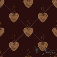 Load image into Gallery viewer, “Vintage Christmas" Heart Ornaments | Wine Red