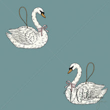 Load image into Gallery viewer, “Vintage Christmas" Swan Ornaments | Steel Blue