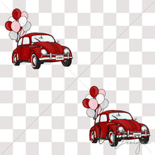 Load image into Gallery viewer, "Vintage Spring" Cars with Balloons - Cherry - Checkered