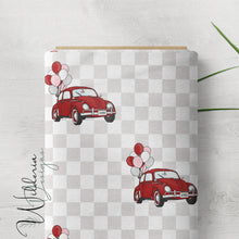 Load image into Gallery viewer, "Vintage Spring" Cars with Balloons - Cherry - Checkered