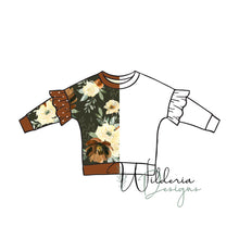 Load image into Gallery viewer, Dolman Tee Ruffle Add-On Mockup (Long Sleeve)