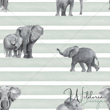 Load image into Gallery viewer, Watercolour Elephants - on stripes