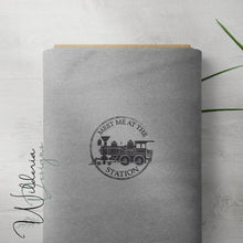 Load image into Gallery viewer, Train Print Coordinating Panel 18x36 - Grey Heather