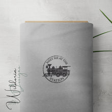 Load image into Gallery viewer, Train Print Coordinating Panel 18x36 - Grey