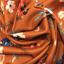 Load image into Gallery viewer, Autumn Florals - Caramel - 2x2 Rib Knit