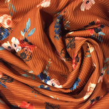 Load image into Gallery viewer, Autumn Florals - Caramel - 2x2 Rib Knit