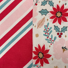Load image into Gallery viewer, Candycane Stripes - Large Scale - Winter Floral Coordinate - Rib Knit