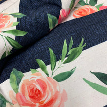 Load image into Gallery viewer, Summer Floral Denim Stripe - Navy- 180gsm CL