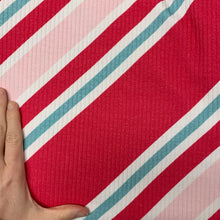 Load image into Gallery viewer, Candycane Stripes - Large Scale - Winter Floral Coordinate - Rib Knit