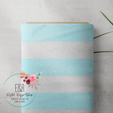 Load image into Gallery viewer, Wide Heathered Stripe - Turquoise/Light Grey