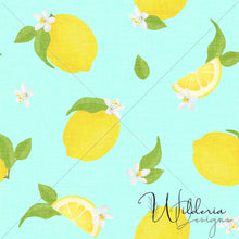 Load image into Gallery viewer, “Lemons &amp; Blossoms" Linen | Light Cyan
