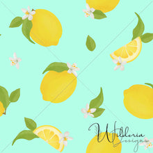 Load image into Gallery viewer, “Lemons &amp; Blossoms" | Light Cyan
