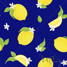 Load image into Gallery viewer, “Lemons &amp; Blossoms" Linen | Royal Blue
