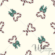 Load image into Gallery viewer, “Vintage Christmas" Candycane Hearts with Bows
