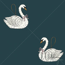 Load image into Gallery viewer, “Vintage Christmas" Swan Ornaments | Midnight Blue
