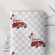 Load image into Gallery viewer, &quot;Vintage Spring&quot; Cars with Balloons - Cherry - Checkered
