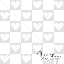 Load image into Gallery viewer, &quot;Vintage Spring&quot; Checker Hearts - Pearl Grey
