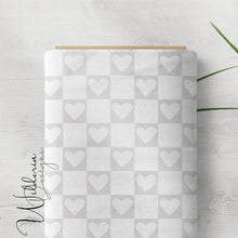 Load image into Gallery viewer, &quot;Vintage Spring&quot; Checker Hearts - Pearl Grey
