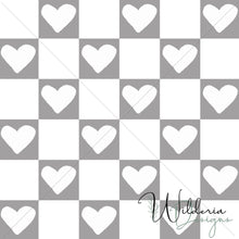 Load image into Gallery viewer, &quot;Vintage Spring&quot; Checker Hearts - Smoke Grey
