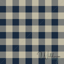 Load image into Gallery viewer, Gingham - Cappuccino Navy - Christmas Floral Coordinate
