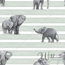 Load image into Gallery viewer, Watercolour Elephants - on stripes
