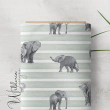 Load image into Gallery viewer, Watercolour Elephants - on stripes
