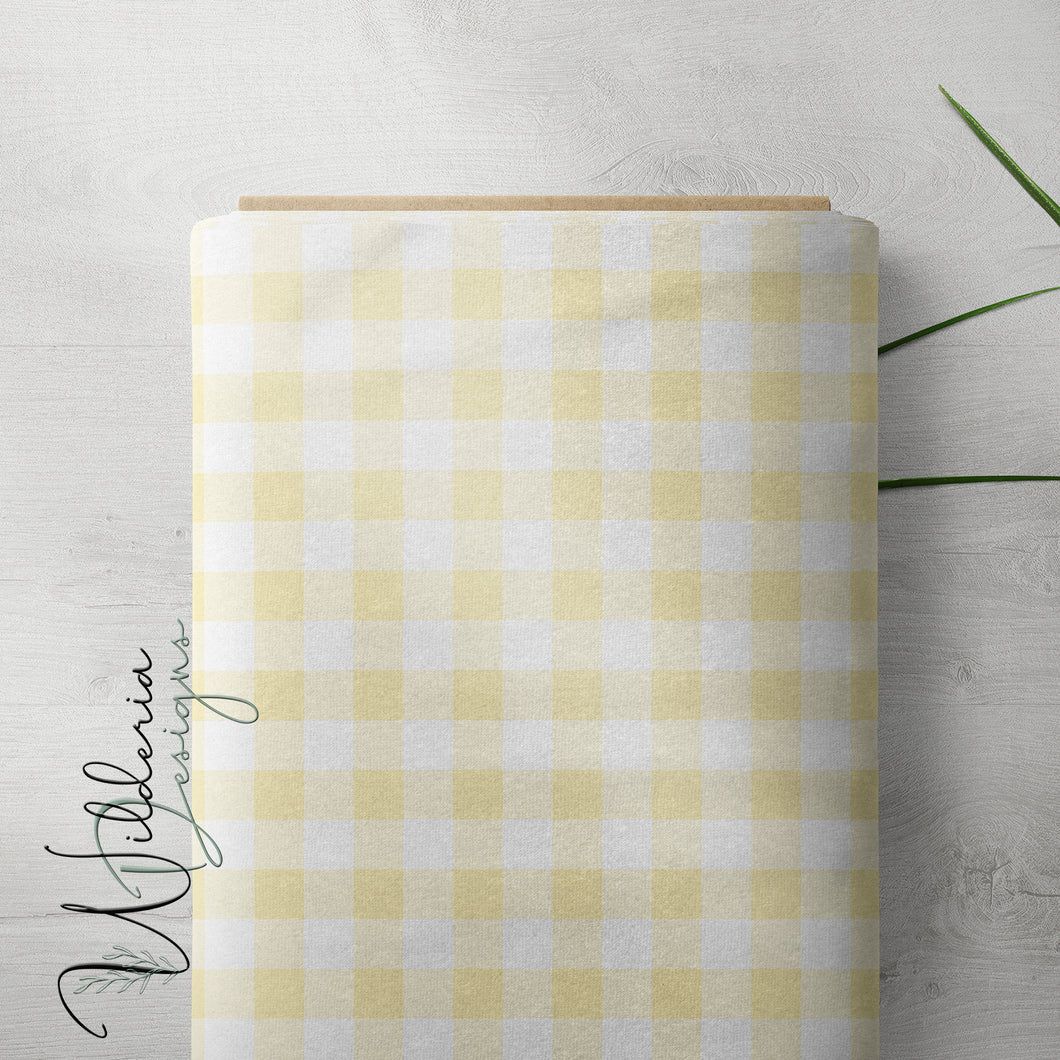 Gingham - Pastel Yellow - Rustic Floral Coordinate