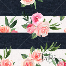 Load image into Gallery viewer, Summer Florals - Linen Stripe - Navy **Limited Design**
