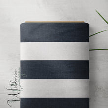Load image into Gallery viewer, Summer Florals - Linen Stripe - Navy
