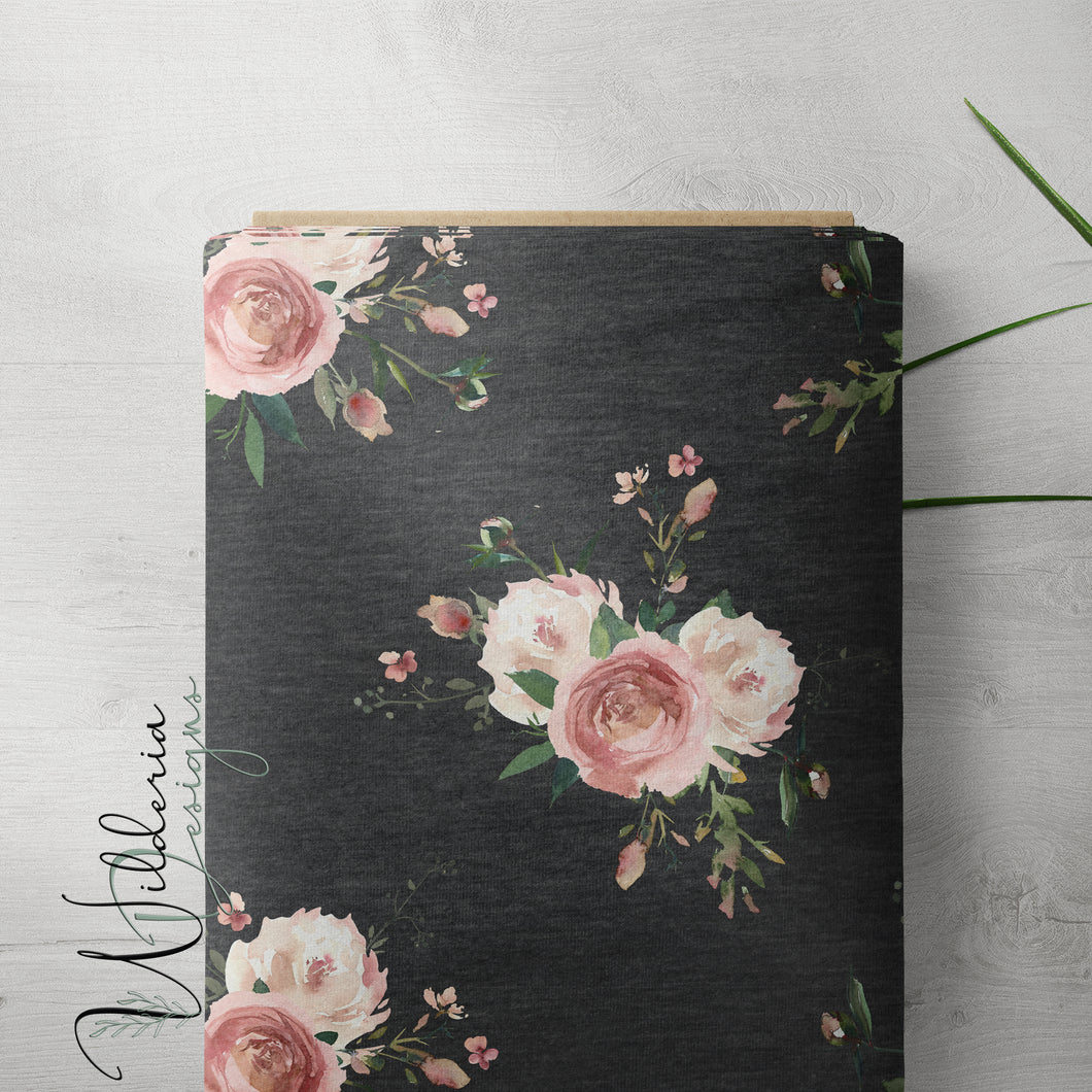 Vintage Floral Set Charcoal - Heathered & Sparkled Heather