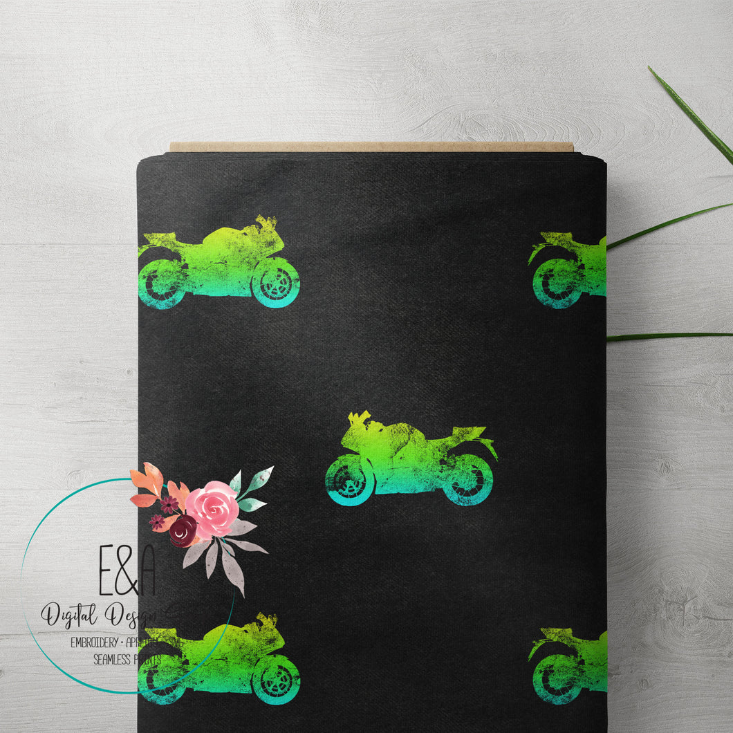 Street Bike Seamless Design - Green