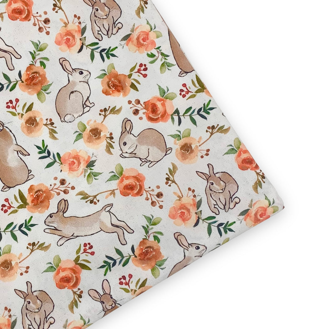 Floral Bunnies - Cotton Twill