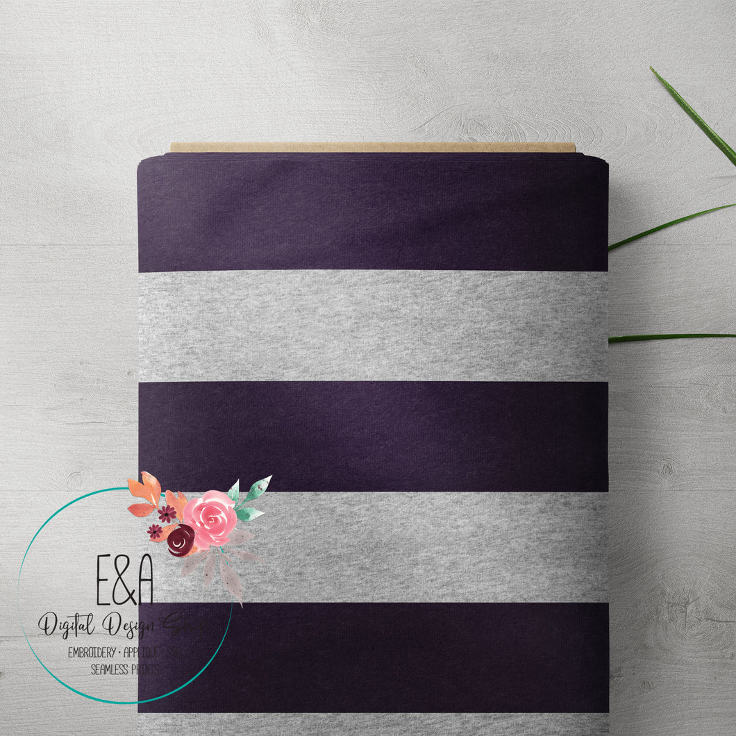 Wide Heathered Stripe - Purple/Grey