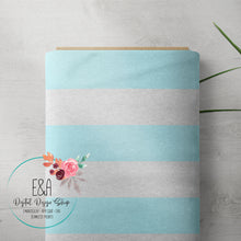 Load image into Gallery viewer, Wide Heathered Stripe - Turquoise/Light Grey
